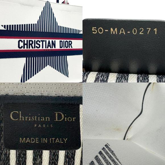 CHRISTIAN DIOR Alps Star Book Tote Nylon Canvas White x Navy Red z2930 - Picture 5 of 5